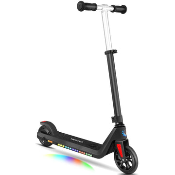 Caroma 22V Electric Scooter for Kids Ages 6-12, Powered E-Scooter with Speeds of 6 MPH, 5" Solid Rubber Wheels UL2272 Certification, Lightweight Electric Kick Scooter for Kids Boy Girl Matte Black