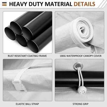 COBIZI Carport 12'x20' Large Heavy Duty Car Tent with Powder-Coated Steel Frame, Portable Garage with Removable Sidewalls & Doors, Car Canopy with All-Season Tarp for Outdoor Party, Birthday, White