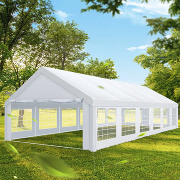COBIZI 20x40 Heavy Duty Outdoor Canopy Large Party Tent & Carport, Upgraded Outdoor Event Shelter Tent with 8 Removable Sidewalls, UV50+, Big Tent for Wedding, Festivals, Birthday Parties, White