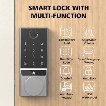 COBIZI Smart Lock, Keyless Entry Door Lock with App Control, Bluetooth Smart Deadbolt Lock, App Remote Control, Auto-Lock, Easy Installation, IP54 Waterproof