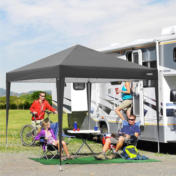 COBIZI 10'x10' ft Popup Canopy Waterproof Canopy with 4 Sidewalls Outdoor Commercial Instant Shelter Beach Camping Canopy Tent for Party,Gray