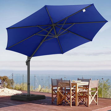 COBIZI 10ft Offset Hanging Market Patio Umbrella with Easy Tilt Adjustment, Outdoor Cantilever Round Umbrella Aluminum Umbrella with 360-degree Rotation for Garden Deck Pool Patio, Turquoise Blue