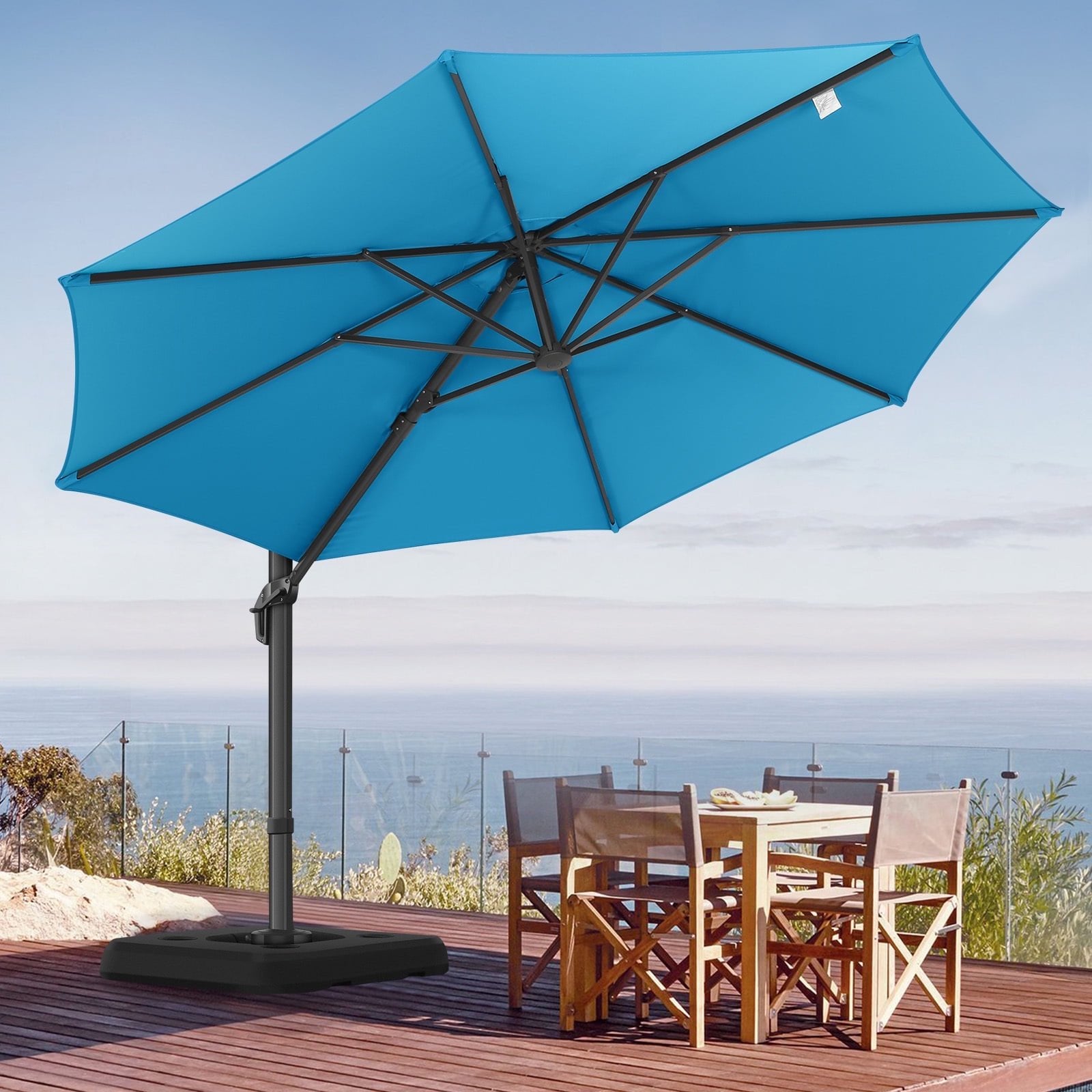 COBIZI 10ft Offset Hanging Market Patio Umbrella with Easy Tilt Adjust