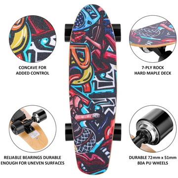 Wookrays 350W Electric Skateboard with Remote Control, 12.4 MPH Top Speed, 7 Layers Maple Electric Longboard, E Skateboards for Teenager and Adults