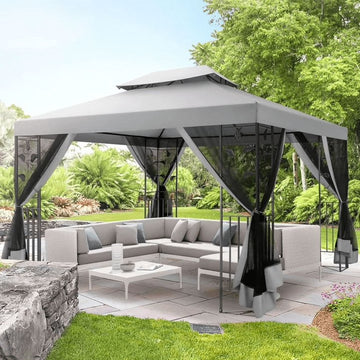 COBIZI 10'x 13' Metal Patio Gazebo, Outdoor Gazebo Canopy Tent for Backyard with Mosquito Netting