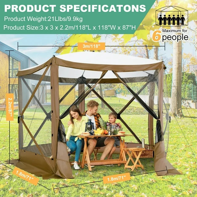 COBIZI 10x10 Screen House Pop up Gazebo Screen Tent for Camping 5 Side CAROMA