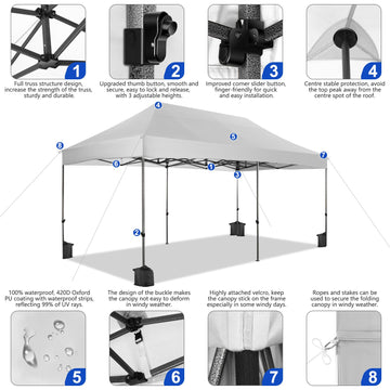 COBIZI 10x20 Heavy Duty Pop up Canopy with 6 Sidewalls, Upgrade Frame Commercial Heavy Duty Tent, Waterproof Outdoor Party Wedding Tent Canopy