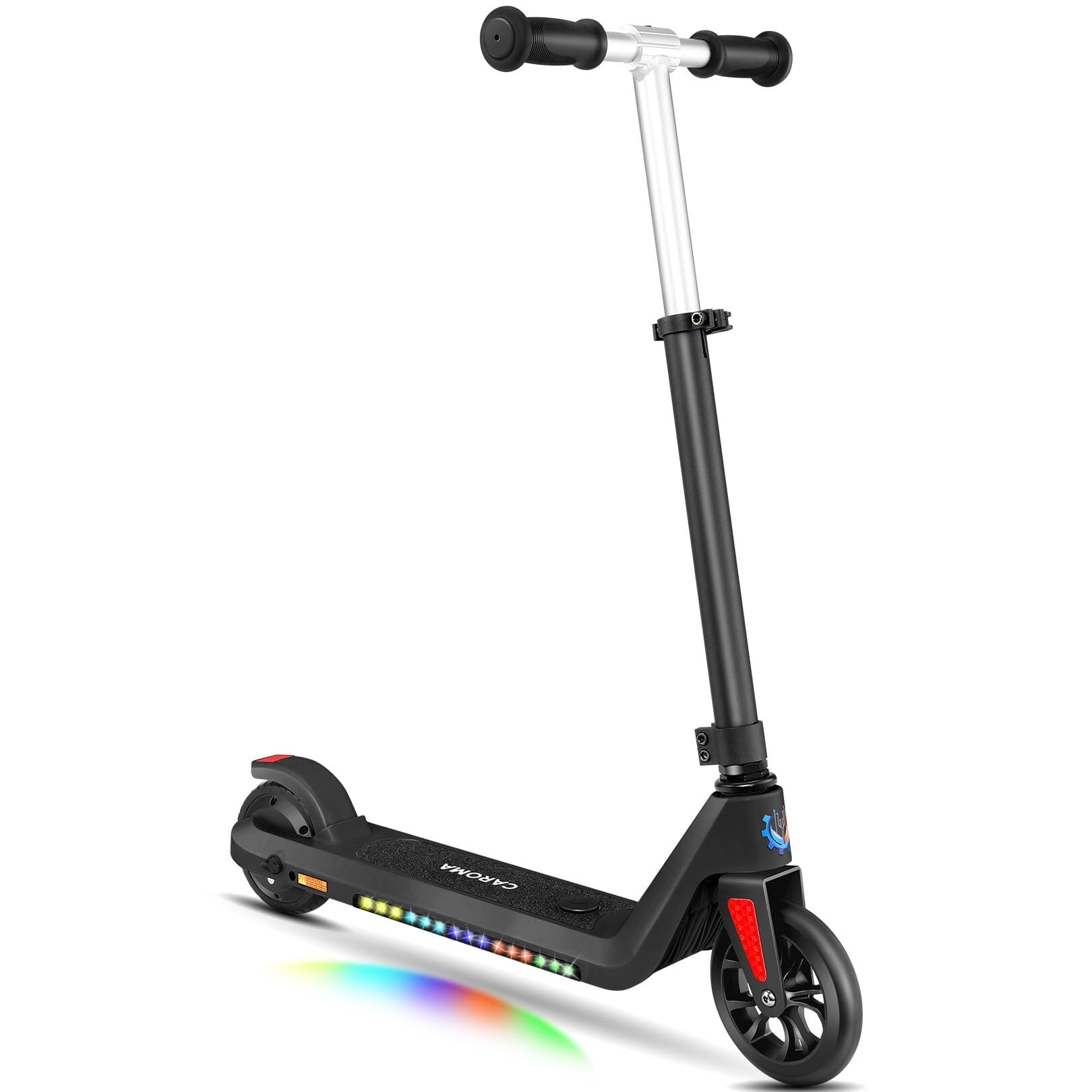 Caroma 22V-Elektroroller für Kinder im Alter von 6–12 Jahren, angetriebener E-Scooter mit Geschwindigkeiten von 6 MPH, 5-Zoll-Vollgummiräder UL2272-Zertifizierung, leichter elektrischer Tretroller für Kinder, Jungen und Mädchen, mattschwarz
