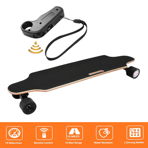 YUEBO Elektro-Skateboard mit kabelloser Fernbedienung, 3 Geschwindigkeiten einstellbar, 8 Schichten Ahorn-Elektro-Longboard, 350 W E-Skateboard, Geschenke für Erwachsene und Teenager, Schwarz 