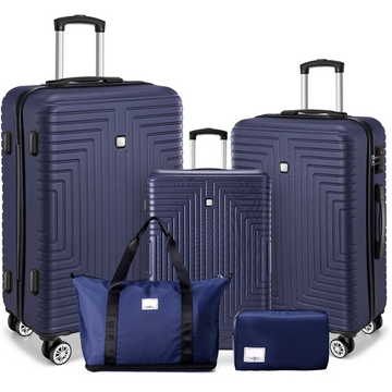 COBIZI 5 Piece Luggage Sets with Wheels, Hardshell 5 Pc Suitcases with TSA Lock Hardside & Lightweight 5-Piece Hardshell Luggage Sets for Travel 20in 24in 28in(Dark Blue)