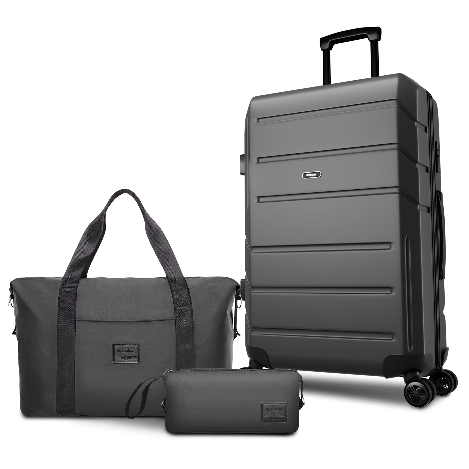SANOPY 3-Piece Carry On Luggage Set, Hardside Suitcase Set with TSA Lock Spinner Wheels, Black