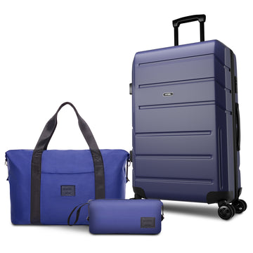 SANOPY 3-Piece Carry On Luggage Set, Hardside Suitcase Set with TSA Lock Spinner Wheels, Black