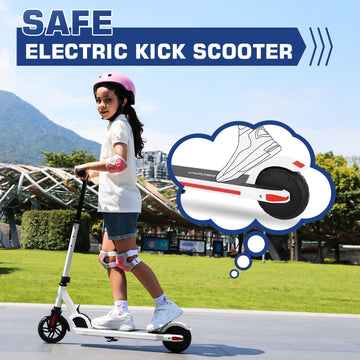 Caroma Kids Electric Scooter, 8+ Boys and Girls Safe Kick Scooter, Adjustable Speed and Handlebar