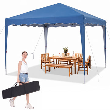 COBIZI 10x10 Ez Pop Up Canopy Tent,Commercial Instant Gazebo Tents for Parties,Waterproof Adjustable Outdoor Patio Backyard Canopy Party Tent,Blue