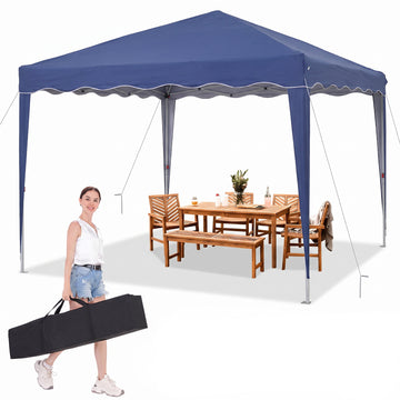 COBIZI 10x10 Ez Pop Up Canopy Tent,Commercial Instant Gazebo Tents for Parties,Waterproof Adjustable Outdoor Patio Backyard Canopy Party Tent,Dark Blue