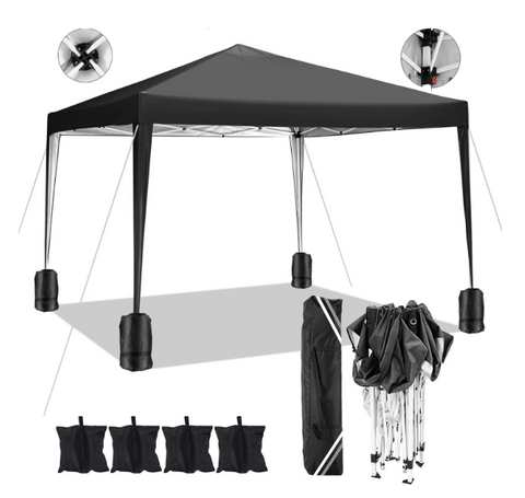 COBIZI 10X10 Ez Pop Up Canopy Tent Outdoor Event Shelter Party Tent One Person Quick Setup Portable Folding Waterproof Canopy Pop Up Tent for Party Camping Patio Beach,Black