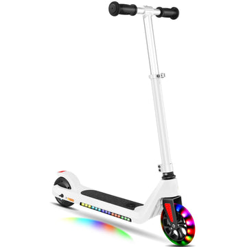 120W Electric Scooter | 2 Speeds and Height Adjustable | Max Load 110lbs | Vibrant Rainbow Wheel for Kids Ages 6+