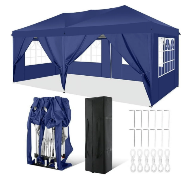 SANOPY 10' x 20' EZ Pop Up Canopy Tent Party Tent Outdoor Event Instant Tent Gazebo with 6 Removable Sidewalls and Carry Bag