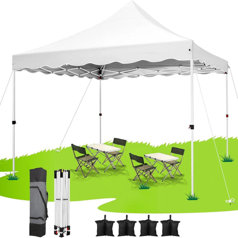 COBIZI Party Tent 10x10 Pop up Canopy, Easy Setup Canopy Tent with Sandbags, Stakes & Ropes, UPF 50+ Waterproof Outdoor Instant Portable Shelter for Party, Events, Vendor