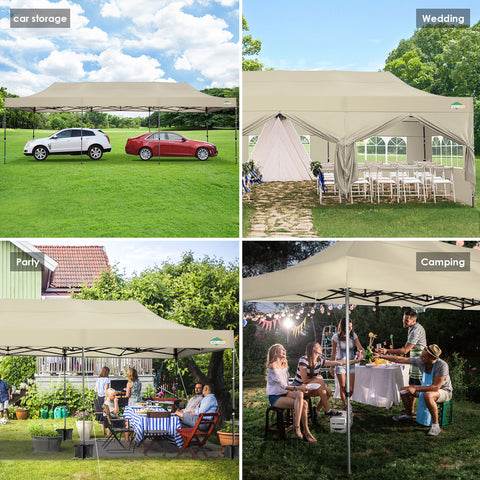 COBIZI 10'x30' Pop-Up-Überdachung, Partyzelt, Outdoor-Event-Sofortpavillon, wasserdichtes, kommerzielles, robustes Vordach für Veranstaltungen mit 8 Seitenwänden und 4 Sandsäcken, Tragetasche mit Rollen, Blau 