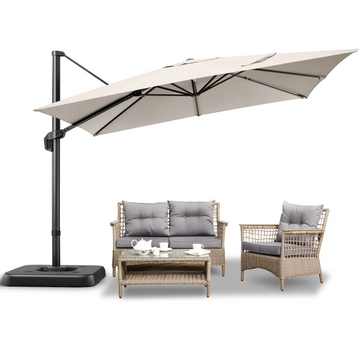 COBIZI 10x10ft Square Outdoor Patio Umbrella Cantilever Umbrella Large Offset Hanging Umbrella Aluminum Umbrella with 360°Rotation Adjustable Garden Pool Umbrella,Beige