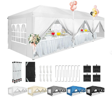 COBIZI 10x10 Ez Pop Up Canopy Tent, Commercial Instant Gazebo Tents for Parties, Waterproof Adjustable Outdoor Patio Backyard Canopy Party Tent,Black