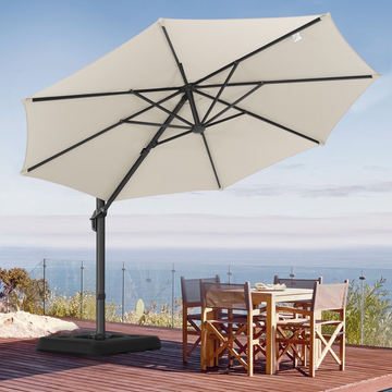 COBIZI 10ft Offset Hanging Market Patio Umbrella with Easy Tilt Adjustment, Outdoor Cantilever Round Umbrella Aluminum Umbrella with 360-degree Rotation for Garden Deck Pool Patio, Beige
