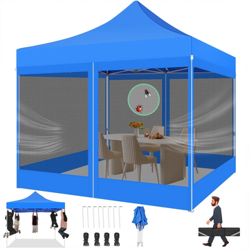 COBIZI 10x20 Heavy Duty Pop up Canopy with Mosquito Net,Instant Outdoor Shelter Large Canopy Tent for Outside,Gazebo with Mesh Sidewalls for Party,Backyard,Camping,Gray
