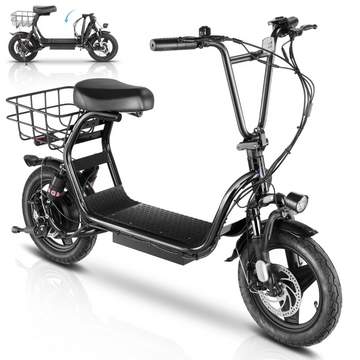SANOPY 500W Adults Electric Scooter with Removable Seat, 14" Tires, 20 MPH Max, 48V 7.8Ah Battery Moped, 25 Miles Range Folding Electric Scooter 300lbs Weight Limit, Black