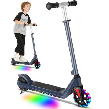 SANOPY Electric Scooter for Kids Ages 6-8, 10 mph, 50 mins Ride Time, 120W Motor, Adjustable Speed & Height, Colorful Lights, LED Display, Foldable Kids Electric Scooter