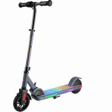 Caroma Electric Scooter for Kids Ages 6-14, 10 mph, 80 mins Ride Time, 150W/180W Motor, Adjustable Speed & Height, Colorful Lights, LED Display, Foldable Kids Electric Scooter