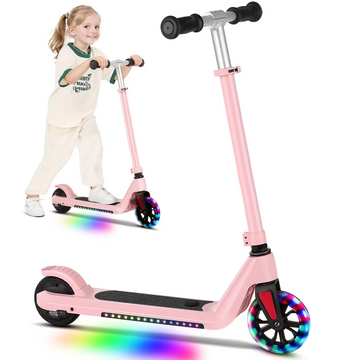 SANOPY Electric Scooter for Kids Ages 6-8, 10 mph, 50 mins Ride Time, 120W Motor, Adjustable Speed & Height, Colorful Lights, LED Display, Foldable Kids Electric Scooter