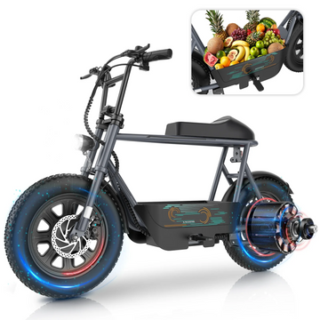 SANOPY 350W Electric Scooter for Adults, 20 MPH, 30-Mile Range, 16" All-Terrain Tires, Motorcycle Style with Seat & Basket,UL2272 Certified