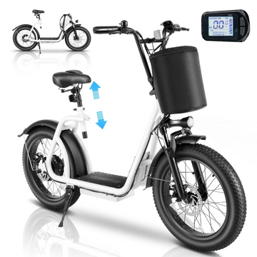 SANOPY Peak 819W Electric Scooter with Seats,30 Miles Long Ranges&Top 20Mph, 20 Inch Off-Road E-scooter with Adjustable Seat&Detachable Basket,White