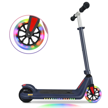 SANOPY Electric Scooter for Kids Ages 6-8, Top 6 mph &120W Motor, Adjustable Height & Speed, Kids Electric Scooter with Colorful Lights for Boys & Girls,Blue,UL2272 Certified