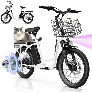 SANOPY 500W Electric Bike for Adults,48V Removable Battery,20 Mile Range&20MPH Max Speed,Electric Scooter with Seat,Commuter E-scooter for Adults and Teens,White,UL2272