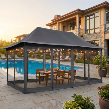 COBIZI 10x20 Gazebo Tent Outdoor Pop up Gazebo Canopy Shelter with Mosquito Netting, Dark Gray