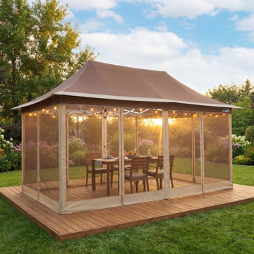 COBIZI 10x20 Gazebo Tent Outdoor Pop up Gazebo Canopy Shelter with Mosquito Netting, Brown