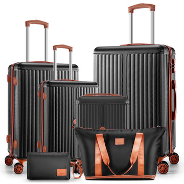 COBIZI Carry on Luggage Sets Hardside 20'' Carry on Suitcase with Spinner Wheels&TSA Lock,Lightweight 3 Piece Luggage Sets Black