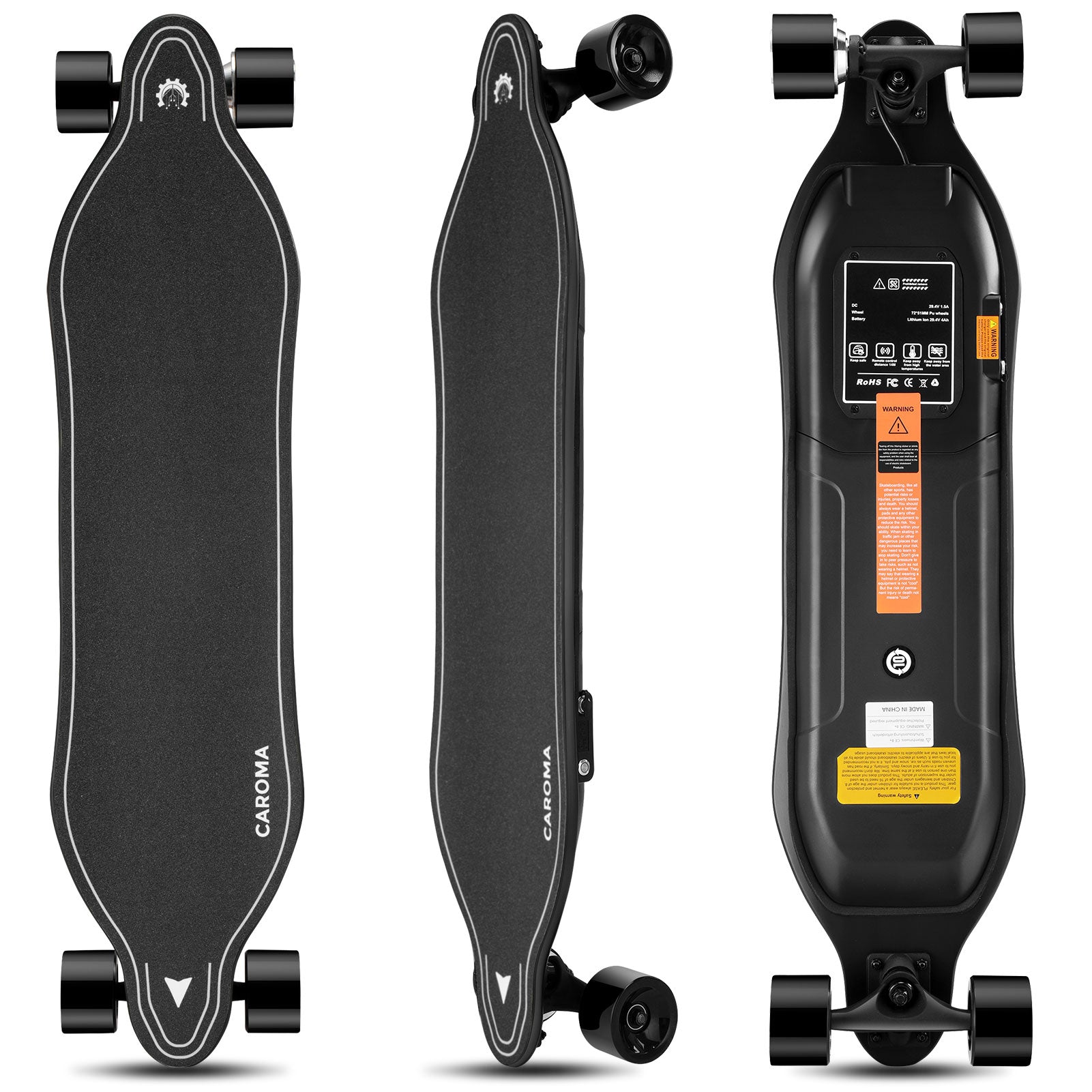 Caroma 35'' Electric Skateboards, 12.4 Mph, Unisex Adults Longboard with Remote, 350W Hub-Motor