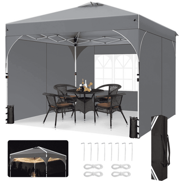 COBIZI 10x10 Pop Up Canopy Gazebo with Sidewalls,One-Push Center Lock,Easy Up Tent,UPF 50+ Waterproof Canopy for Outdoor Party,Event,Commercial Market,with Air Vent & Sandbags,Gray
