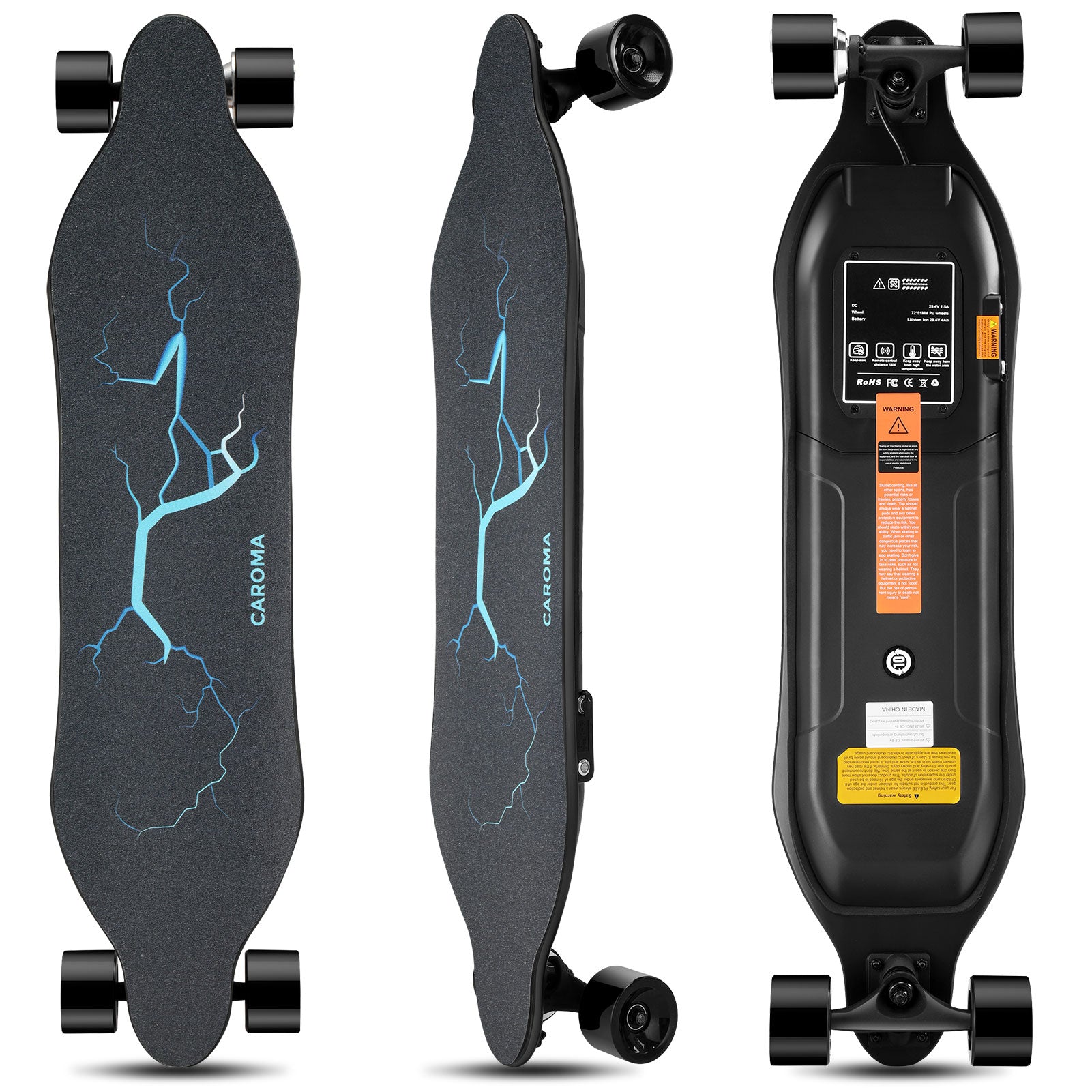 Caroma 35'' Electric Skateboards, 12.4 Mph, Unisex Adults Longboard with Remote, 350W Hub-Motor