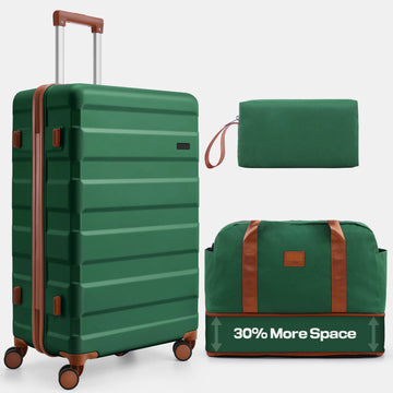 COBIZI 3-Piece Luggage Set-20" Carry-On with Spinner Wheels&TSA Lock ,Lightweight Hardside Travel Set for Business & Vacation,Dark Green