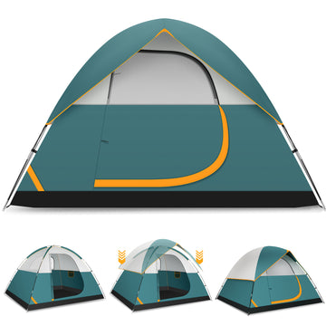 COBIZI 4 Person Tent for Camping with Waterproof Rainfly,EZ Setup Tent Windproof Instant Family Dome Camping Tent with Mesh Door & Ventilation Windows for Beach Camping Hiking Backpacking,Dark Blue