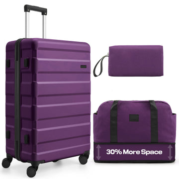 COBIZI 3-Piece Luggage Set-20" Carry-On with Spinner Wheels&TSA Lock ,Lightweight Hardside Travel Set for Business & Vacation,Purple