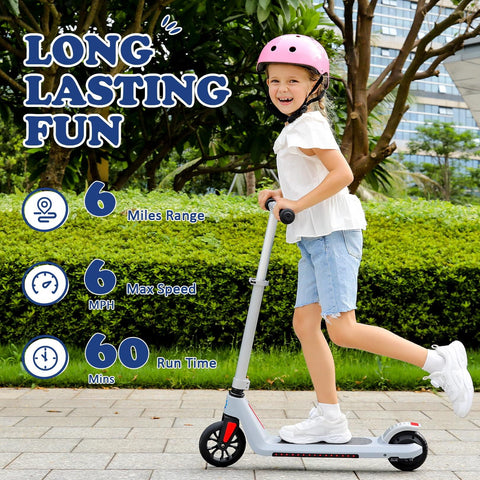 Caroma 22V Electric Scooter for Kids Ages 6-12, Powered E-Scooter with Speeds of 6 MPH, 5" Solid Rubber Wheels UL2272 Certification, Lightweight Electric Kick Scooter for Kids Boy Girl Blue