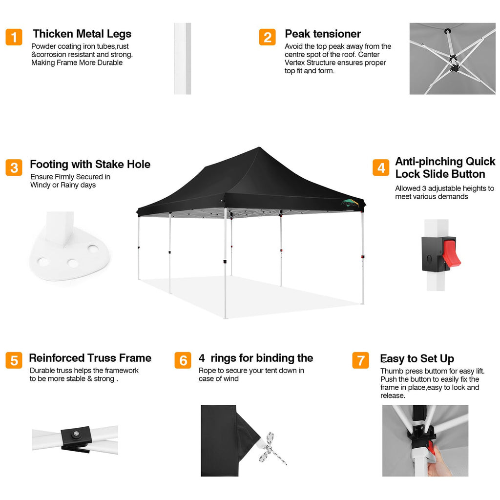 MegaChoice 10'x20' Party Tent,Outdoor Wedding Party Canopy Tent with 6 Removable Sidewalls,Heavy Duty Gazebo for Parties Garden Patio and Backyard