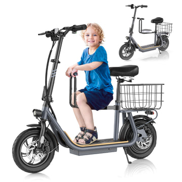 COBIZI Electric Scooter for Adults, Detachable Child Bike Seat, 20MPH&22 Miles Max Range, 750W Motor,12 inch Commuter E Scooter with Seat