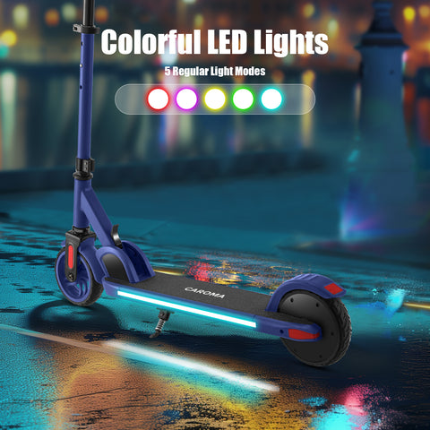 Caroma 180W Electric Scooter | 3 Speeds and Height Adjustable | Max Load 132lbs | LED Visible Display for Kids Ages 6-14,Ideal Gifts for Kids