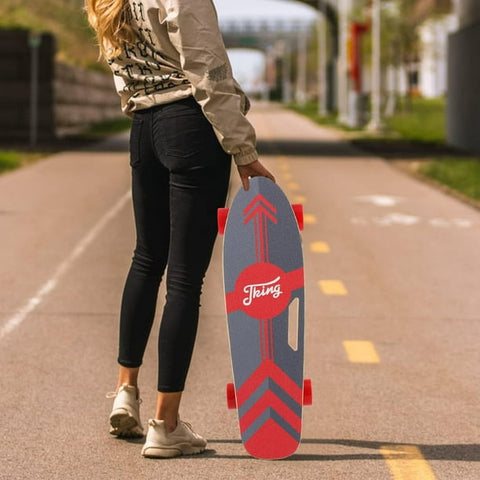 Caroma 350 W Elektro-Skateboards für Erwachsene und Teenager, 12,4 MPH Höchstgeschwindigkeit und 8 Meilen maximale Reichweite, Rot 